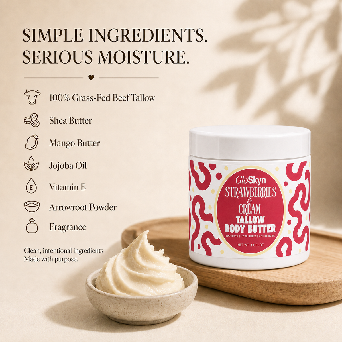 Strawberries & Cream | Tallow Body Butter